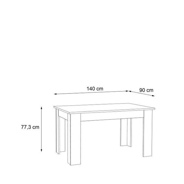 PILVI Eettafel - Wit en sonoma eiken - L 140 x I90 x H 75 cm