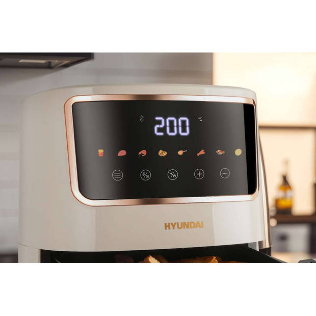 Hyundai Electronics - Digitale airfryer met Kleurendisplay - 4.2 Liter - Wit Rosegoud