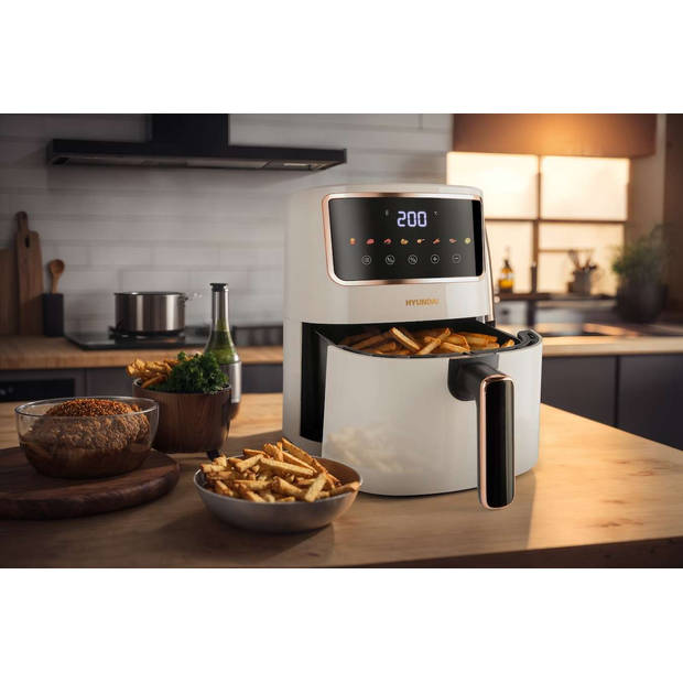 Hyundai Electronics - Digitale airfryer met Kleurendisplay - 4.2 Liter - Wit Rosegoud