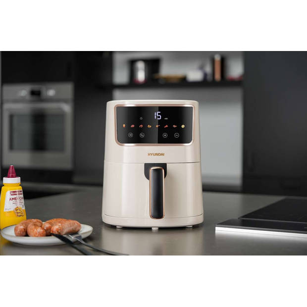 Hyundai Electronics - Digitale airfryer met Kleurendisplay - 4.2 Liter - Wit Rosegoud