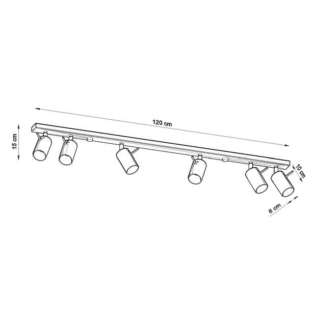 Sollux Spot Ring 6 lichts L 120 cm zwart