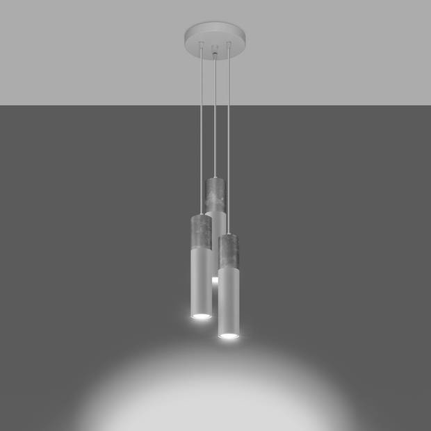 Sollux Hanglamp Borgio 3 lichts Ø 20 cm beton wit
