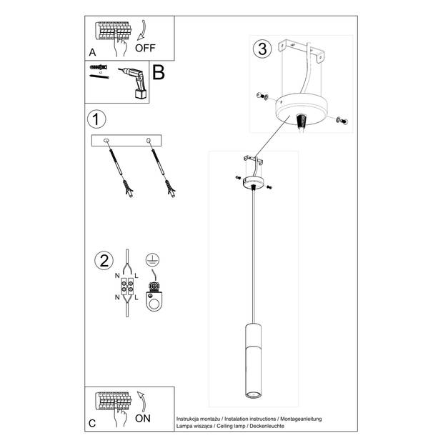 Sollux Hanglamp Borgio 1 lichts beton wit