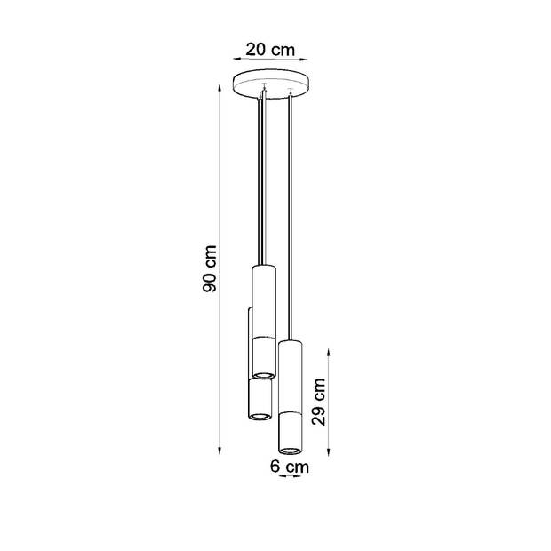 Sollux Hanglamp Loopez 3 lichts Ø 20 cm zwart goud