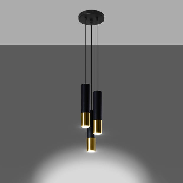 Sollux Hanglamp Loopez 3 lichts Ø 20 cm zwart goud