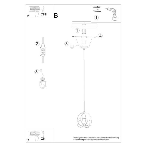 Sollux Hanglamp Tulos 1 lichts zwart