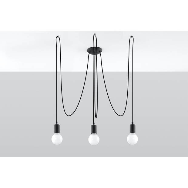 Sollux Hanglamp Edison 3 lichts E27 zwart