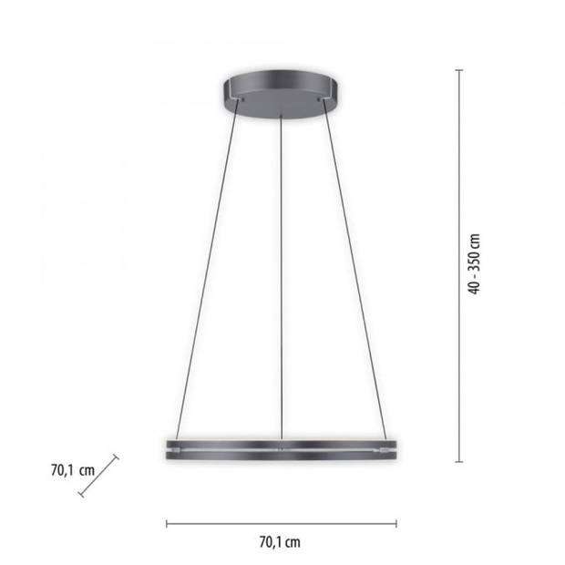 Paul Neuhaus Hanglamp E-Loop e-Lift Ø 70 cm donker grijs