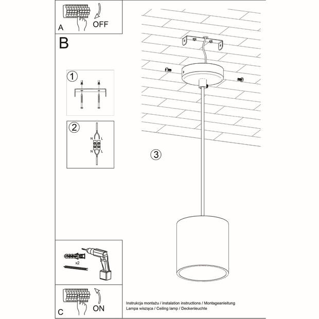 Sollux Hanglamp Orbis 1 lichts zwart