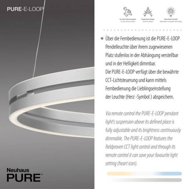 Paul Neuhaus Hanglamp E-Loop e-Lift Ø 70 cm mat chroom