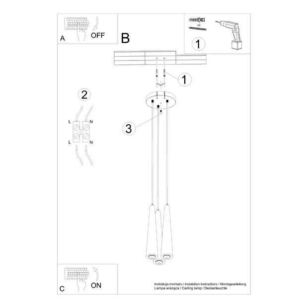 Sollux Hanglamp Sula 3 lichts Ø 20 cm natuurlijk hout