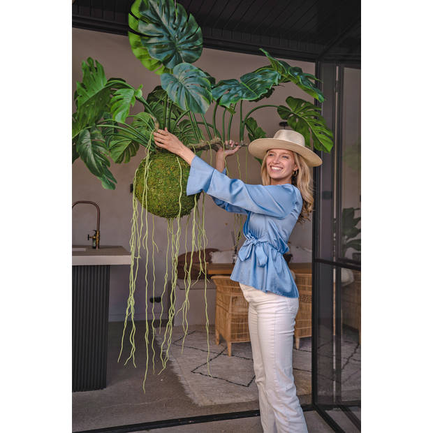 Hoyz Greenery - Kunst hangplant Monstera Deluxe 80 cm