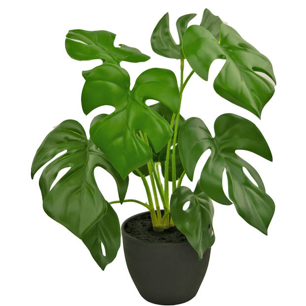 Hoyz Greenery - Kunst Monstera 40 cm in sierpot zwart