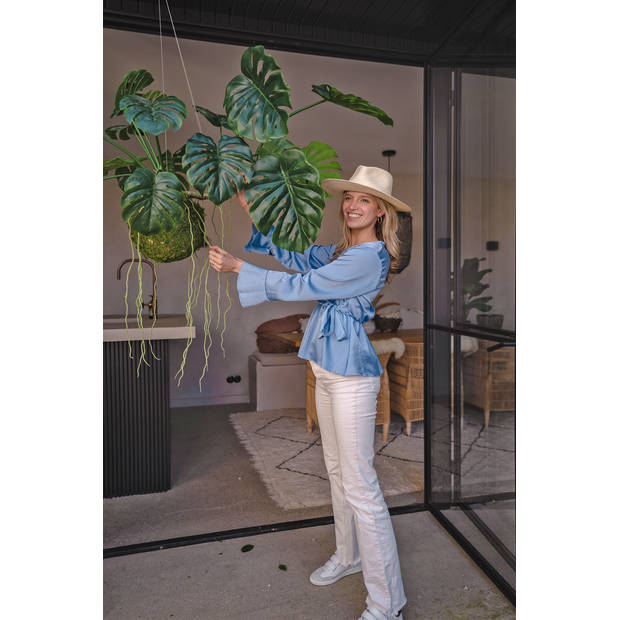 Hoyz Greenery - Kunst hangplant Monstera Deluxe 60 cm