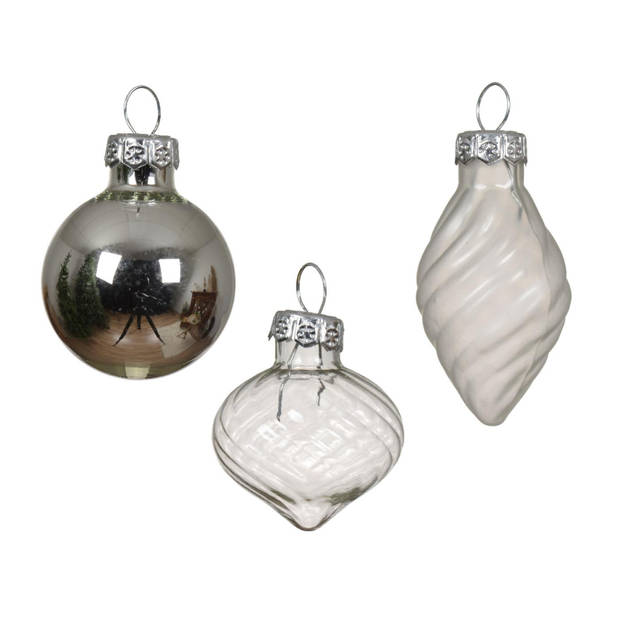 Kerstballen mini dia3cm glas zilver 9dlg