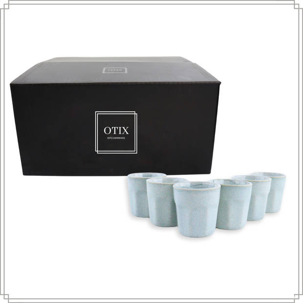 OTIX Espresso Kopjes - Set van 6 - Koffiekopjes - 80ml - Mokken - Aardewerk - ELM