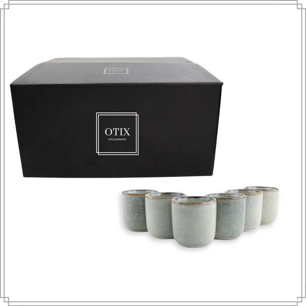 OTIX Espresso Kopjes - Set van 6 - Koffiekopjes - 80ml - Mokken - Aardewerk - BEECH