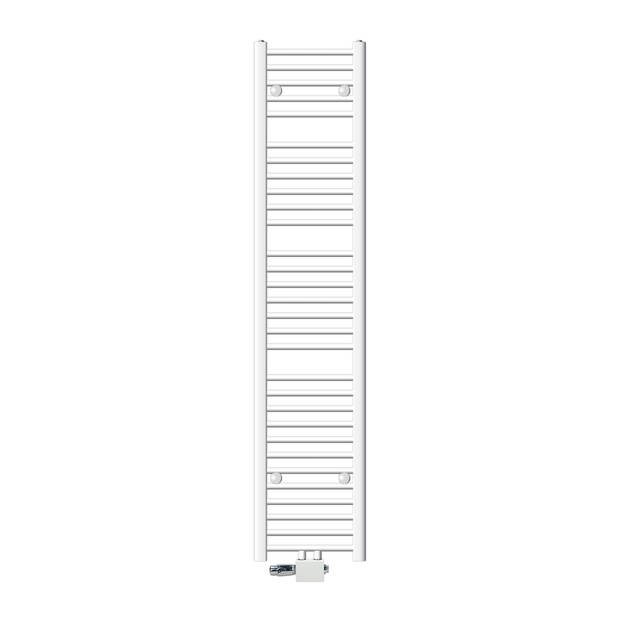 Badkamerradiator Sahara 300x1800 mm wit recht met middenaansluiting en universele aansluitset