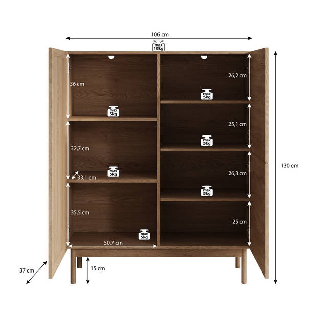 Meubella Dressoir Storm - Eiken - 106 cm