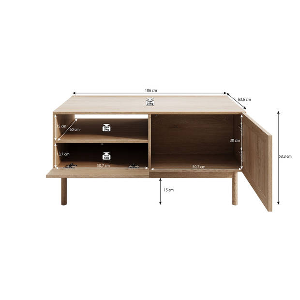 Meubella Salontafel Storm - Eiken - 106 cm