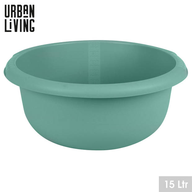 Urban Living Afwasteil - kunststof - 15 Liter - D40 x H18 cm - jade groen - teiltjes - camping - Afwasbak