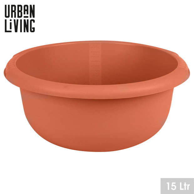 Urban Living Afwasteil - kunststof - 15 Liter - D40 x H18 cm - terracotta - teiltjes - camping - Afwasbak