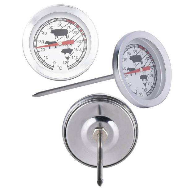 Alpina Vlees thermometer prikker - 0-120 graden celcius - RVS - 12 cm - Vleesthermometers