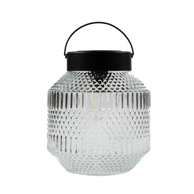 Anna Collection Tuin lantaarn Julia - Solar - zwart/transparant - D16 x H16 cm - buitenverlichting - Lantaarns