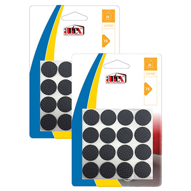 Artex Meubelviltjes/antislip - zwart - 32x - rubber - rond - 2,2 cm - Meubelviltjes