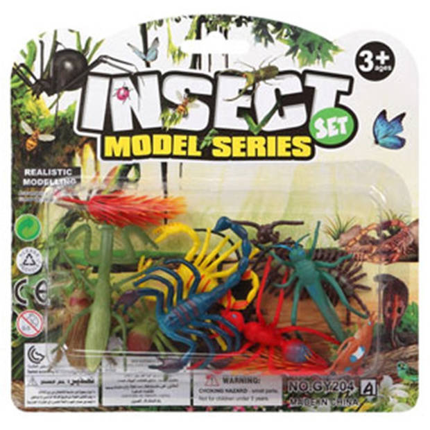 Speelgoed insecten dieren speelfiguren - set 12x stuks - kunststof - tussen 3-6 cm - kleuren mix - Speelfigurenset