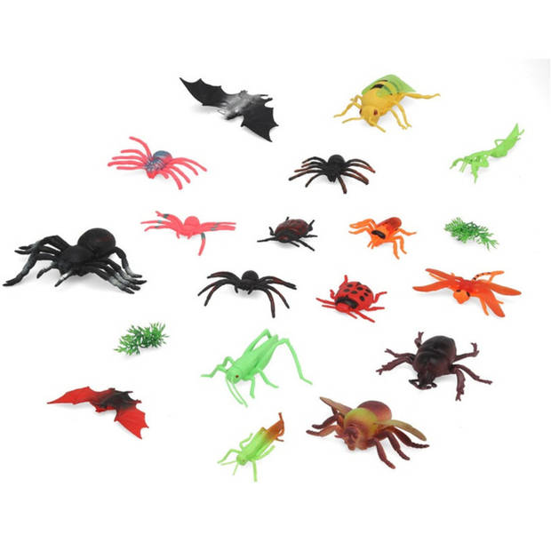 Speelgoed insecten dieren speelfiguren - set 18x stuks - kunststof - tussen 3-6 cm - kleuren mix - Speelfigurenset