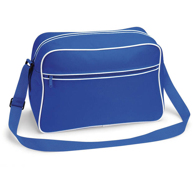 Bagbase Schoudertas Retro - Blauw - polyester - met rits zakken - middelgroot - 40 x 28 x 18 cm - 18L - Schoudertas