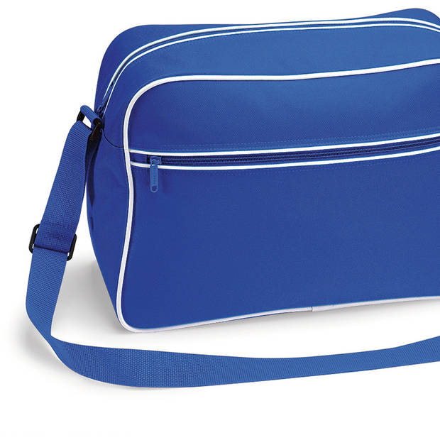 Bagbase Schoudertas Retro - Blauw - polyester - met rits zakken - middelgroot - 40 x 28 x 18 cm - 18L - Schoudertas