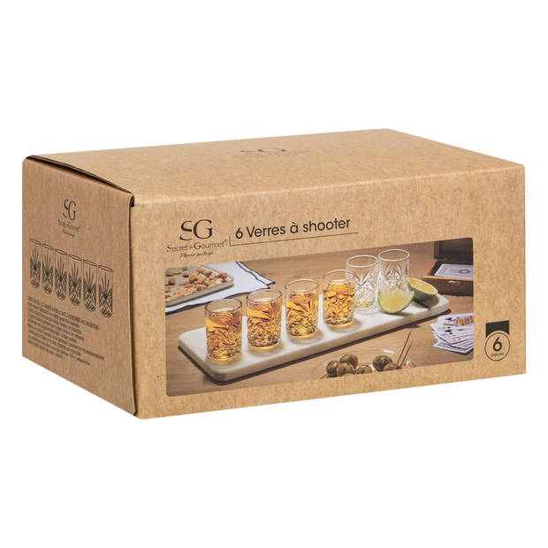 Secret de Gourmet Shotglazen Marbella - set 6x - 60 ml - glas - borrelglazen - luxe glaasjes - Shotglazen