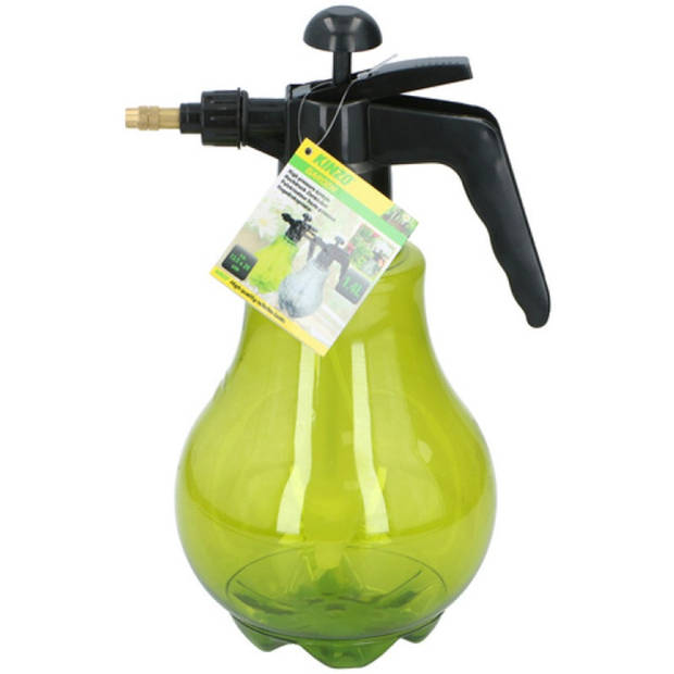 Kinzo Plantenspuit met hoge druk sproeier/sproeikop - kunststof - 1.4 liter - zwart/groen - Plantenspuiten