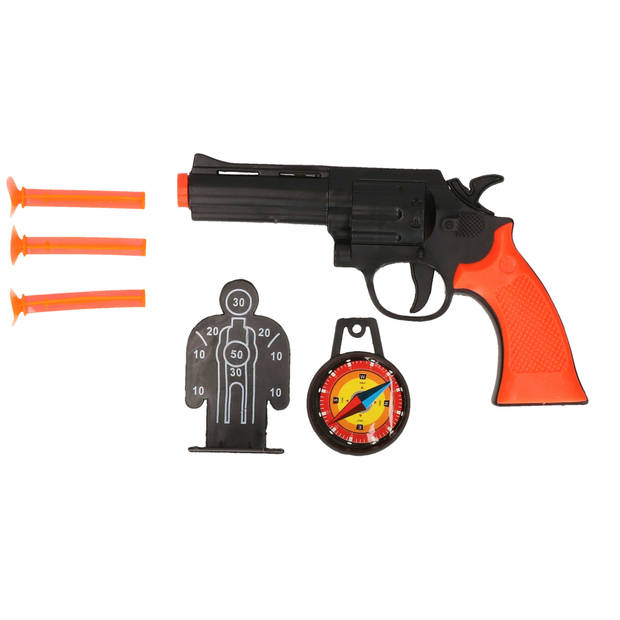 Jonotoys Politie speelgoed pistool en accessoires - kind - verkleed rollenspel - plastic - 15 cm - Speelgoedpistool