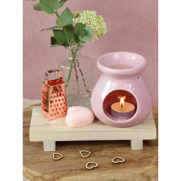 Ideas4seasons Amberblokjes/geurblokjes cadeau set - rozen geur - incl. geurbrander en rasp - Amberblokjes