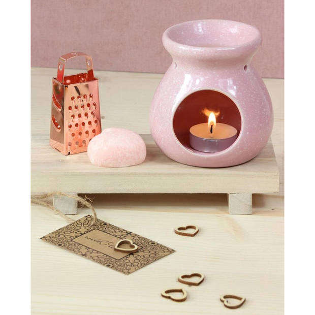 Ideas4seasons Amberblokjes/geurblokjes cadeau set - rozen geur - incl. geurbrander en rasp - Amberblokjes