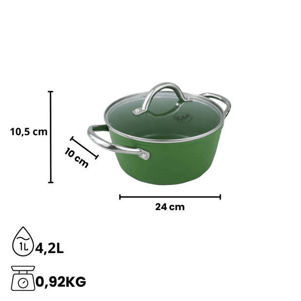 By C&P - Go Green Kookpan 24 cm met glazen deksel