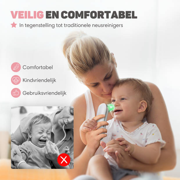 Vulpes Goods Baby Neusreiniger Elektrisch - Oplaadbaar - 5 zuigsterktes - BPA vrij