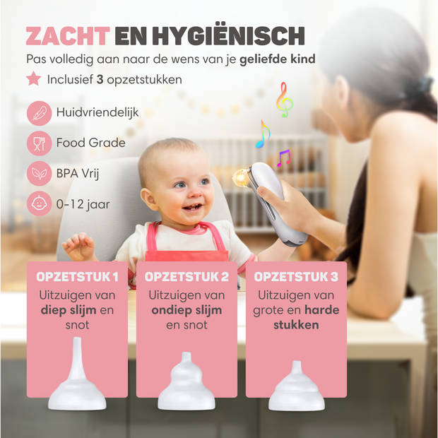 Vulpes Goods Baby Neusreiniger Elektrisch - Oplaadbaar - 5 zuigsterktes - BPA vrij