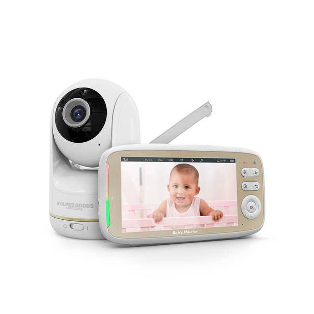 Vulpes Goods Babyfoon met Camera - 5 inch FULL HD Scherm - Wit