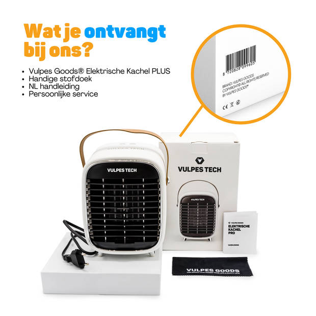 Vulpes Goods - Elektrische Kachel Plus - 1100W - Wit