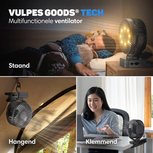 Vulpes Goods Mini USB Ventilator PRO - Oplaadbare Tafelventilator - Incl. Afstandsbediening