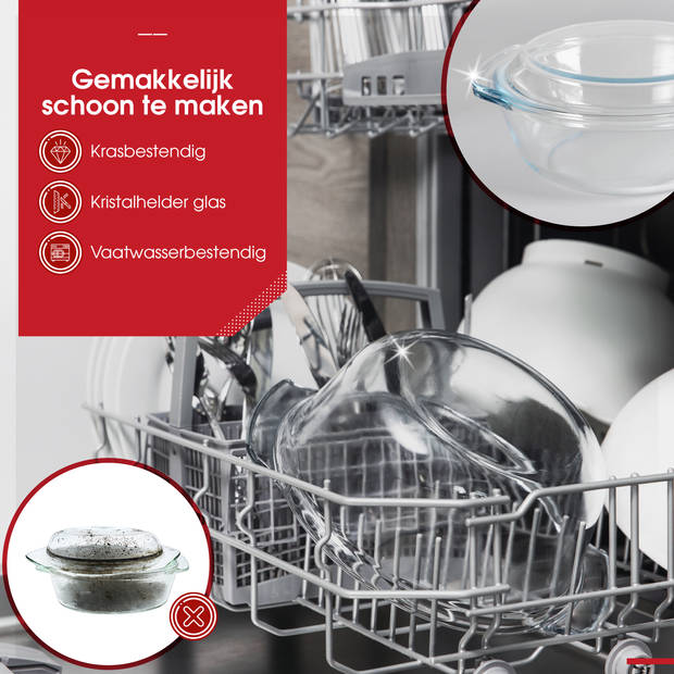 HGMD Ovenschalen set - 3 Delig - 700 ML - 1500 ML - 2000ML - Rond - Vaatwasserbestendig