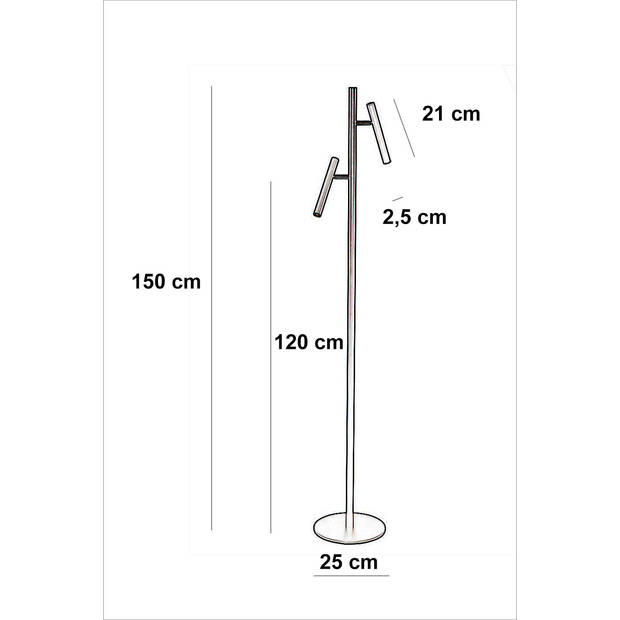 Freelight Vloerlamp Luogo 2 lichts H 150 cm zwart