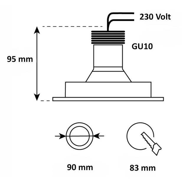 Artdelight Inbouwspot Alice Ø 9 cm GU10 zwart