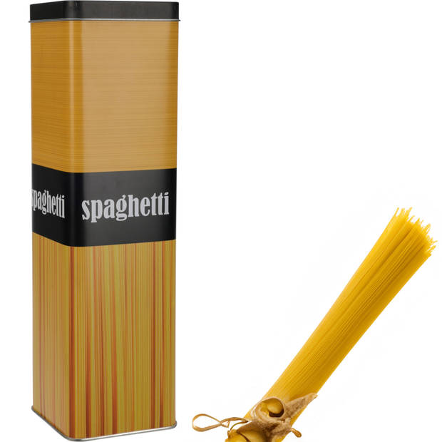 Excellent Houseware Pasta/Spaghetti/voorraadblik - metaal - beige/zwart - 8.5 x 30 cm - Voorraadblikken