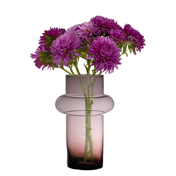 Hakbijl Glass Bloemenvaas Luna - transparant mauve - eco glas - D19 x H30 cm - cilinder vaas - Vazen