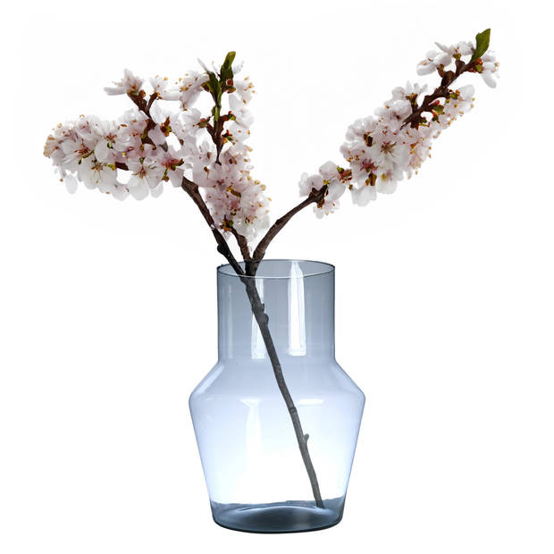 Hakbijl Glass Bloemenvaas Evie - transparant - eco glas - D28 x H40 cm - hoekige vaas - Vazen